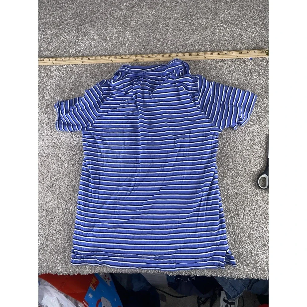 Polo Ralph Lauren Blue Striped Pocket Polo Shirt Mens M Light‎ Red Pony Cotton